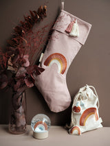 Božična nogavica Mavrica Fabelab Christmas Stocking Embroidered Rainbow