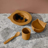 Otroški jedilni set za dojenčke iz BIO plastike Liewood Joana Baby Set - Cat Golden Caramel
