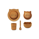 Otroški jedilni set za dojenčke iz BIO plastike Liewood Joana Baby Set - Cat Golden Caramel