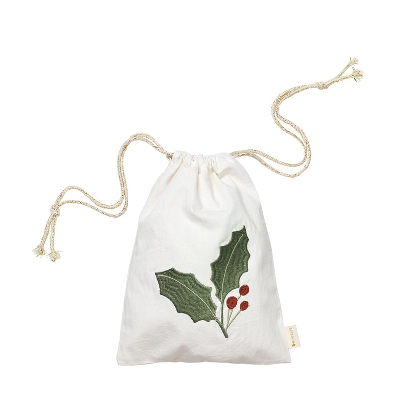 Darilna-vrečka-iz-blaga-Omela-Fabelab-Christmas-Gift-Bag - Holly-embroidery - Birch
