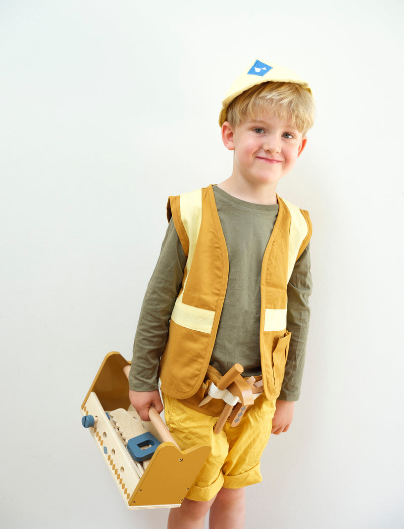 Otroški pustni kostum Gradbenik Fabelab Dress-up Builder set - Ochre-Pale Yellow