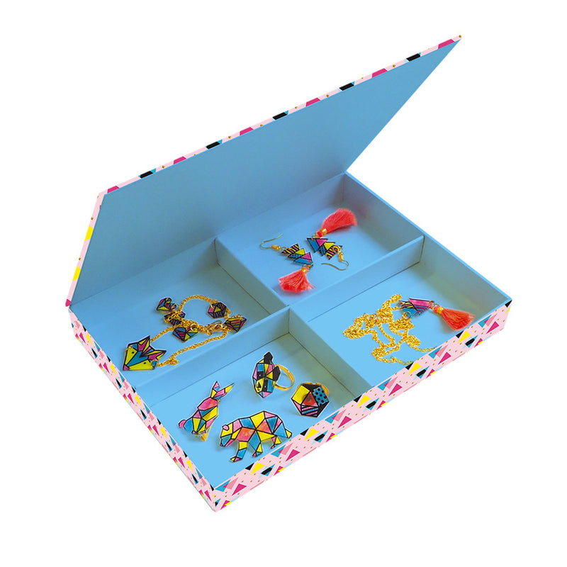 Kreativni set za izdelovanje nakita iz skrčljive plastike Janod 8 Geometrix Shrink Plastic Jewellery