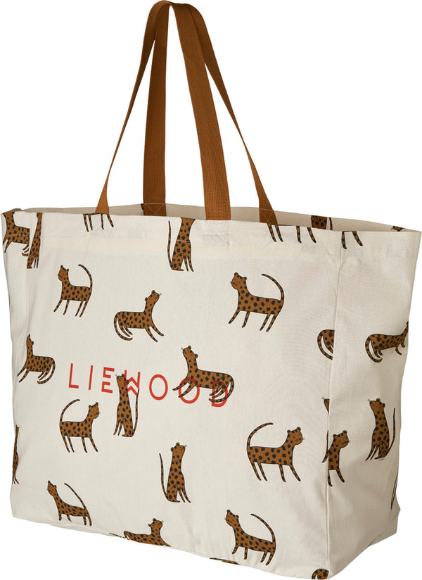 Velika ramenska torba za plažo Liewood Tote Bag Maxi - Leopard sandy / Golden caramel