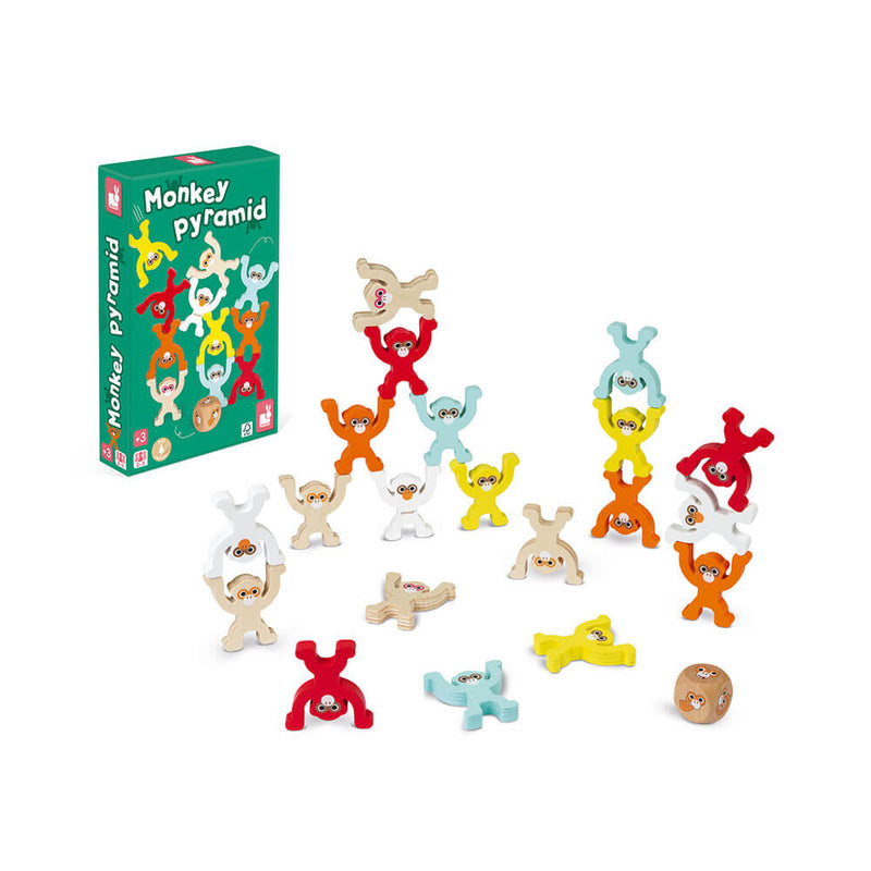 Lesena-družabna-igra-ravnotežja-Opičja-piramida-Janod-Monkey-Pyramid Game
