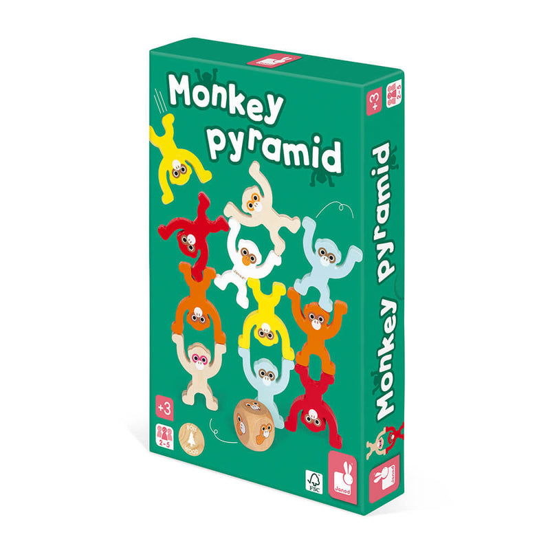 Lesena-družabna-igra-ravnotežja-Opičja-piramida-Janod-Monkey-Pyramid Game