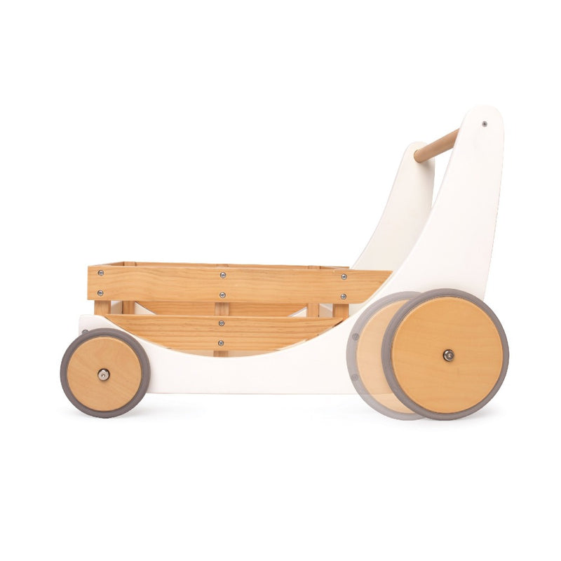 Lesen voziček za lutke in urjenje hoje Kinderfeets Cargo Walker - White