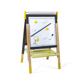 Nastavljiva lesena dvostranska risalna magnetna tabla Janod White and Blackboard Grey/Yellow