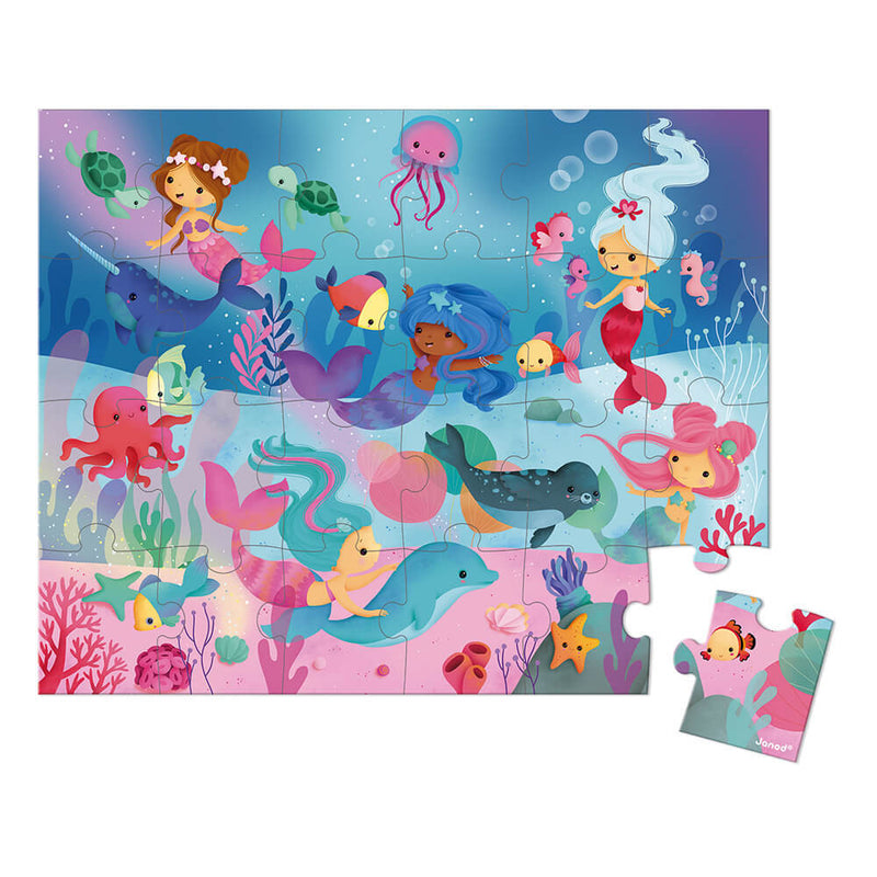 Otroški puzzli Morske deklice Janod Puzzle Mermaids - 24 kosov