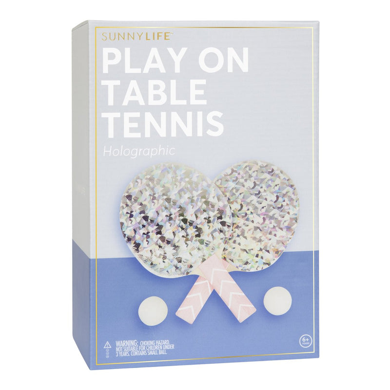 Komplet loparjev za namizni tenis z zložljivo mrežo Sunnylife Play On Table Tennis - Holographic