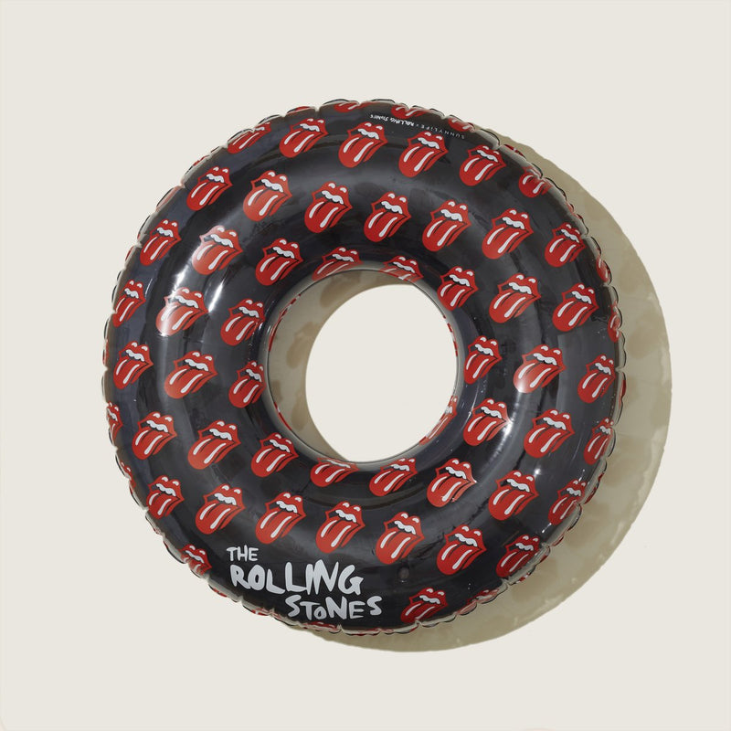 Napihljiv plavalni obroč za vodo Sunnylife Pool Ring - Rolling Stones Black