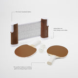 Komplet-loparjev-za-namizni-tenis-z-zložljivo-mrežo-Sunnylife-Play-On-Table-Tennis - Wood-Grain