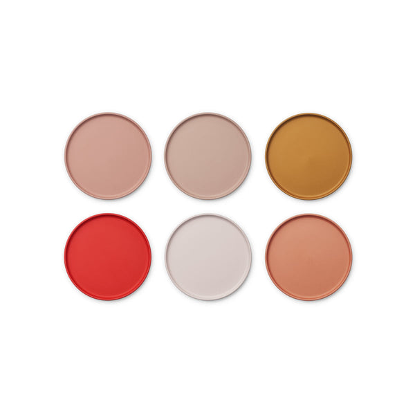 Set-otroških-krožnikov-iz-BIO-plastike-Liewood-Logan-Plate-6-pack - Tuscany-Rose-Multi-Mix-(6 kom)