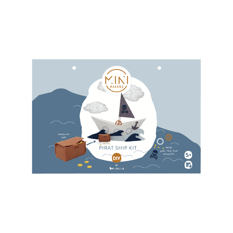 Ustvarjalni komplet za izdelavo Piratske ladje Fabelab Mini Makers - Pirate Ship Kit