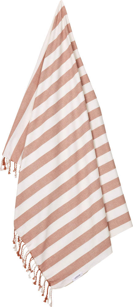 Velika lahka hammam kopalna brisača za plažo Liewood Mona Beach Towel Stripe - Tuscany rose / Creme de la creme