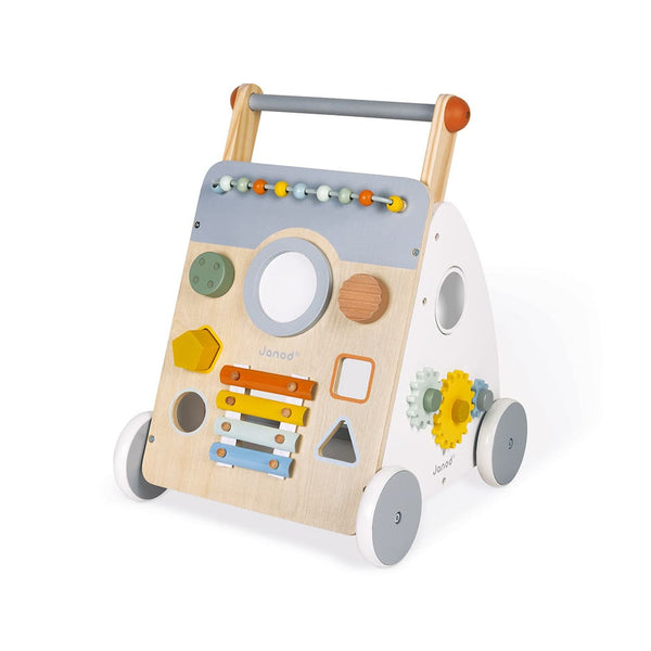 Lesen multi-aktivnostni voziček za učenje hoje in urjenje motorike Janod Sweet Cocoon Wooden Multi-activity Trolley